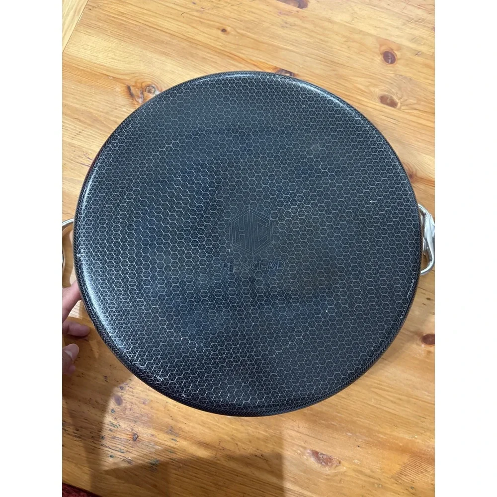 HexClad Hybrid 12 Inch Deep Saute Pan Stainless Steel Non-Stick Dual Handle